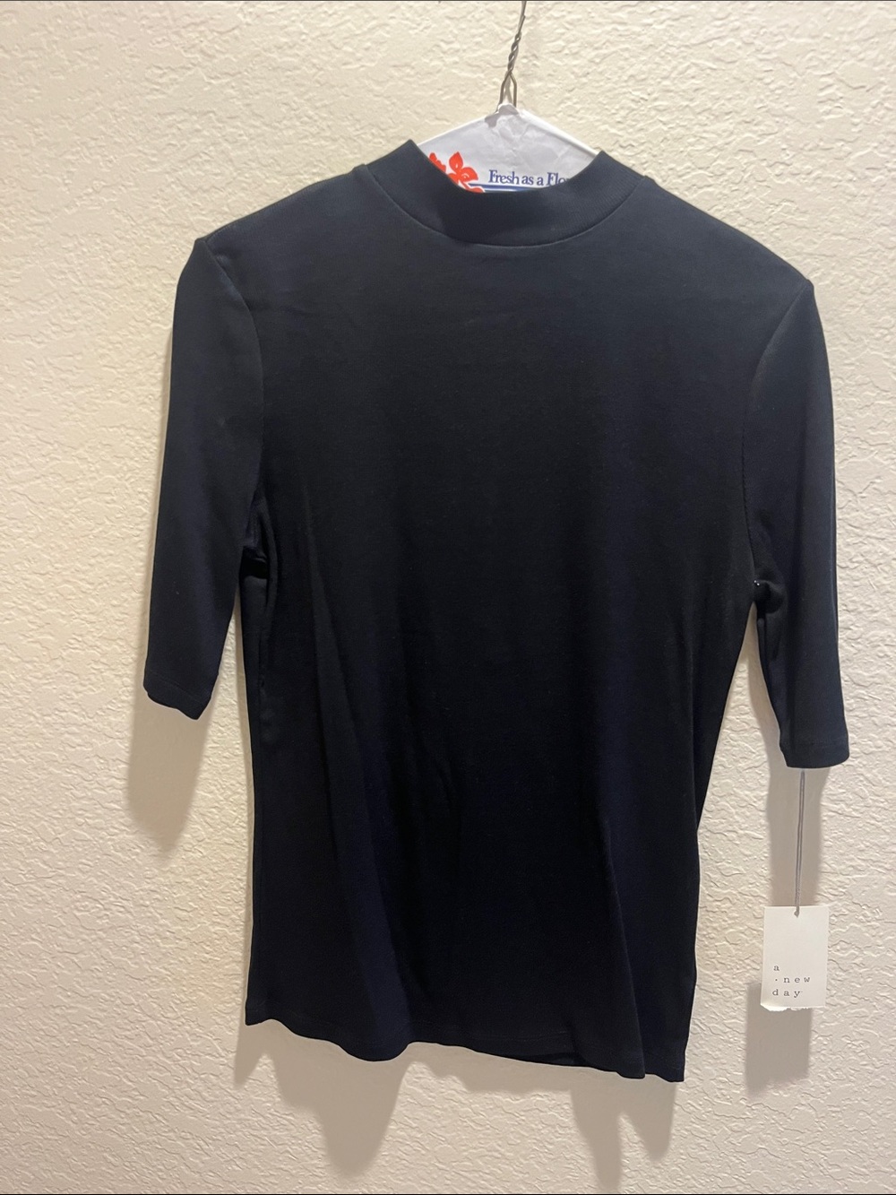 a new day Black Crewneck Short Sleeve Sweater